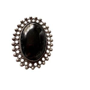 Mexico Sterling Silver & Black  Pin Booch